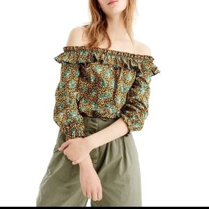 J. Crew Elephant Print Off Shoulder Top